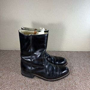 Vtg Black Slip On Chelsea Leather DuPont Hypalon Oil Resistant Measure 10” Biker